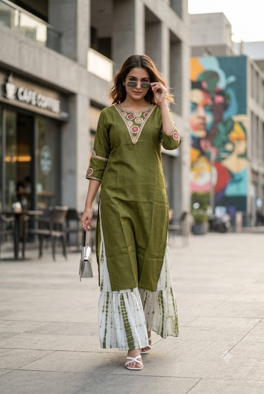 TRENDY STYLE By Fashid Wholesale Stylish Beautiful Colourful VERTICAN COTTON Kurti At Wholesale Price